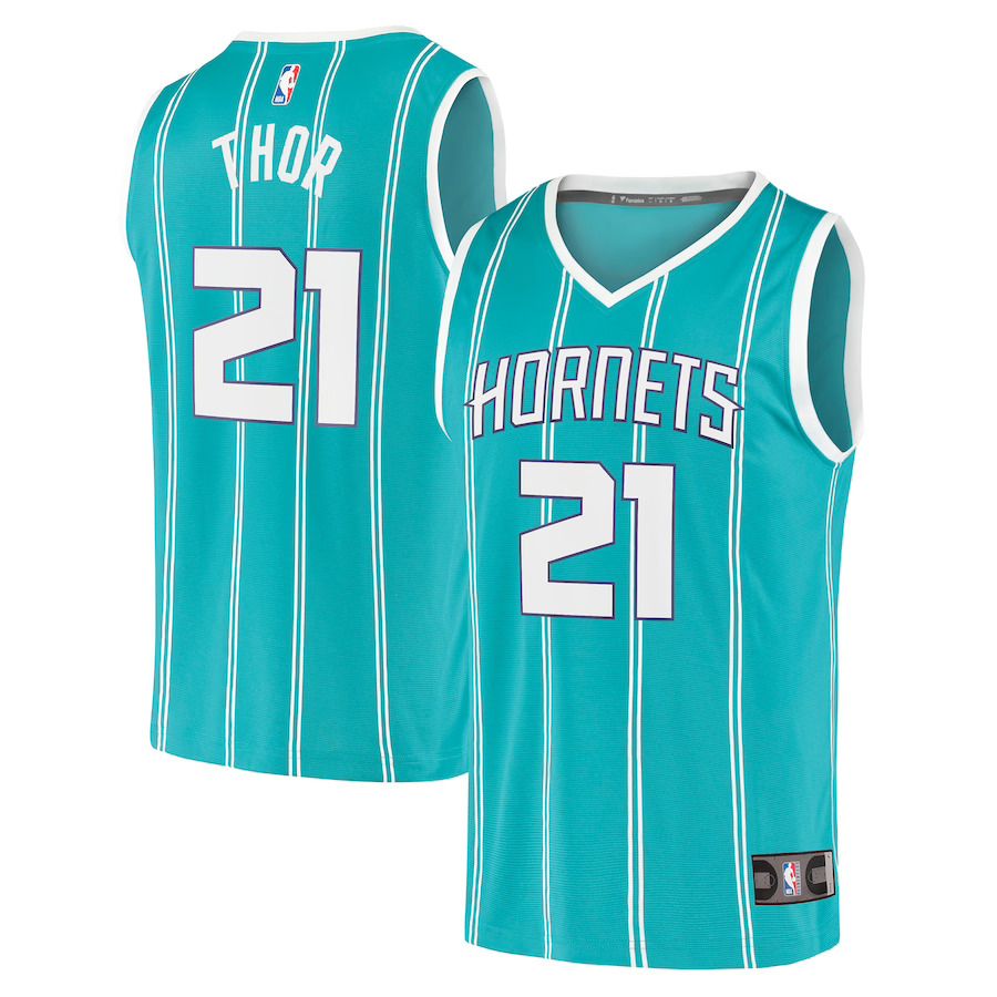 Men Charlotte Hornets #21 JT Thor Fanatics Branded Teal Fast Break Replica NBA Jersey